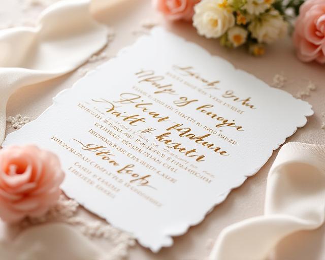 Elysium wedding invitation card with calligraphy